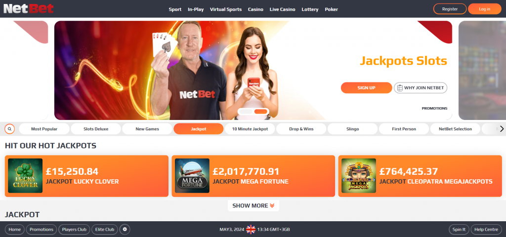 Netbet jackpot page