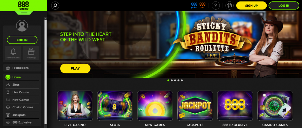 888 Casino main page