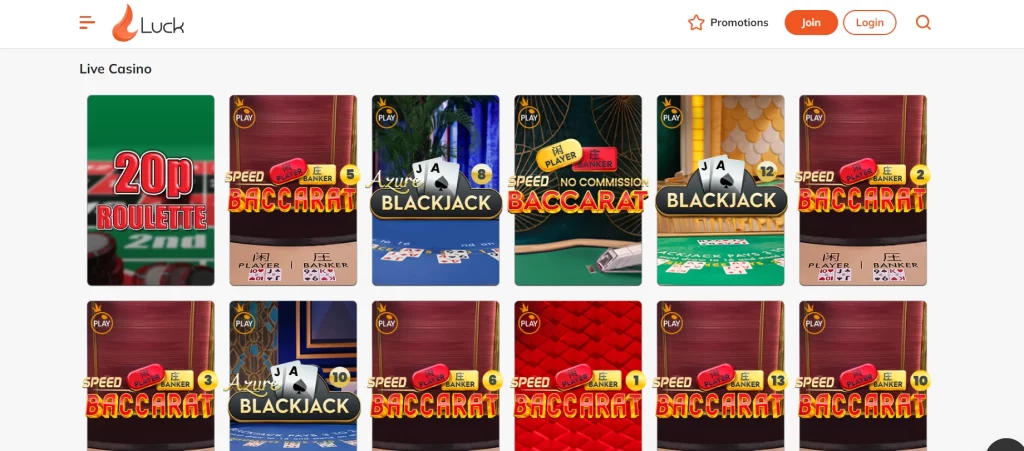 Luck Casino Live Dealer Titles