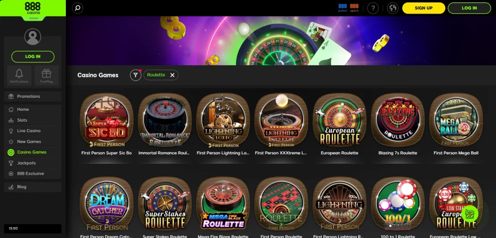 Roulette Games at 888casino