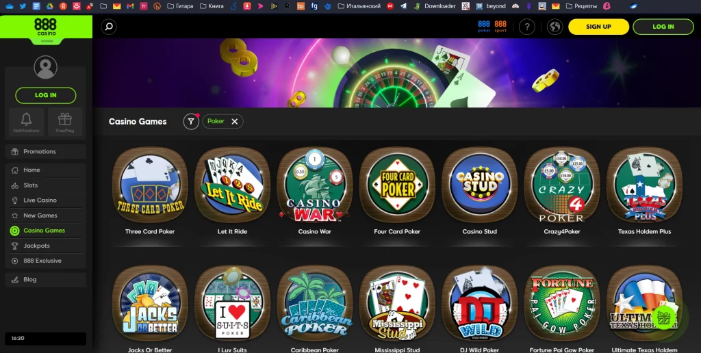 Poker Games at 888casino