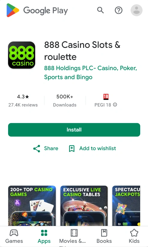 888casino App at Play Market