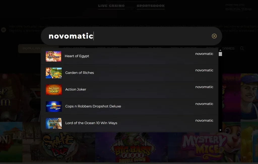 Novomatic titles at Pub Casino