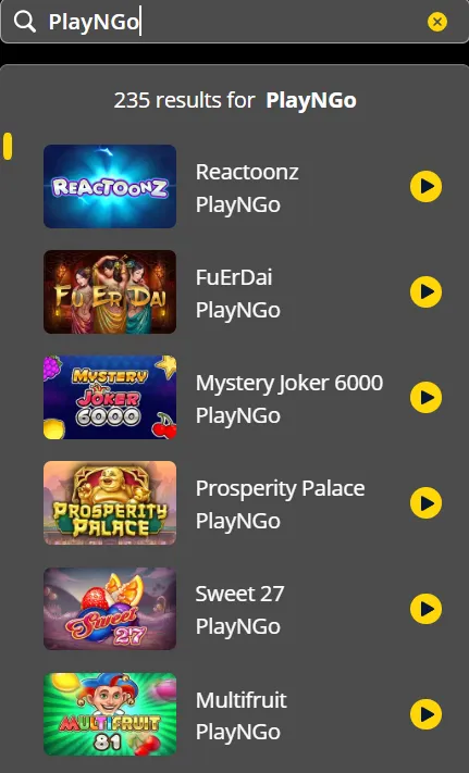 Play’n GO Titles at Heyspin