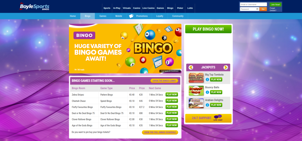 Upcoming Bingo games at Boylesports