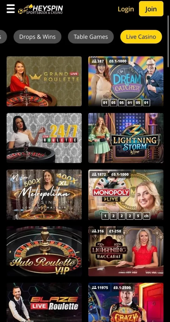 Live Casino (Mobile)