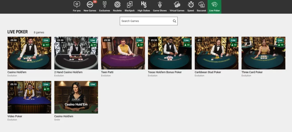 Poker in Unibet