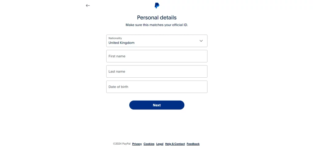 PayPal Personal Details