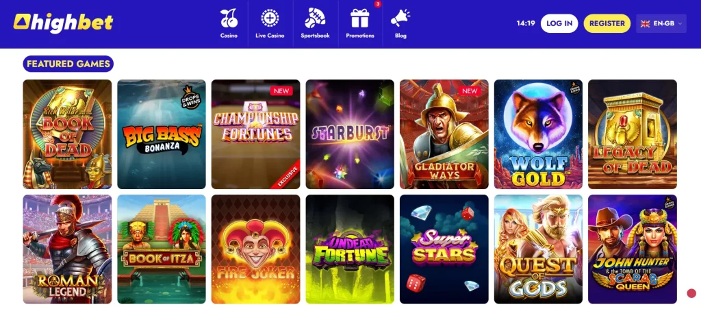 Featured slots in Highbet casino