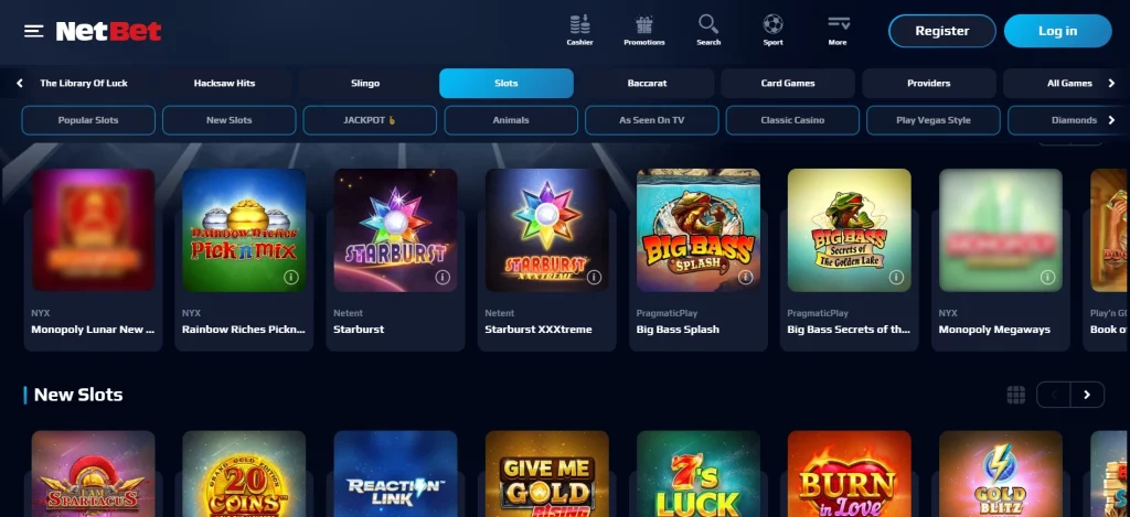 Netbet’s slot catalogue